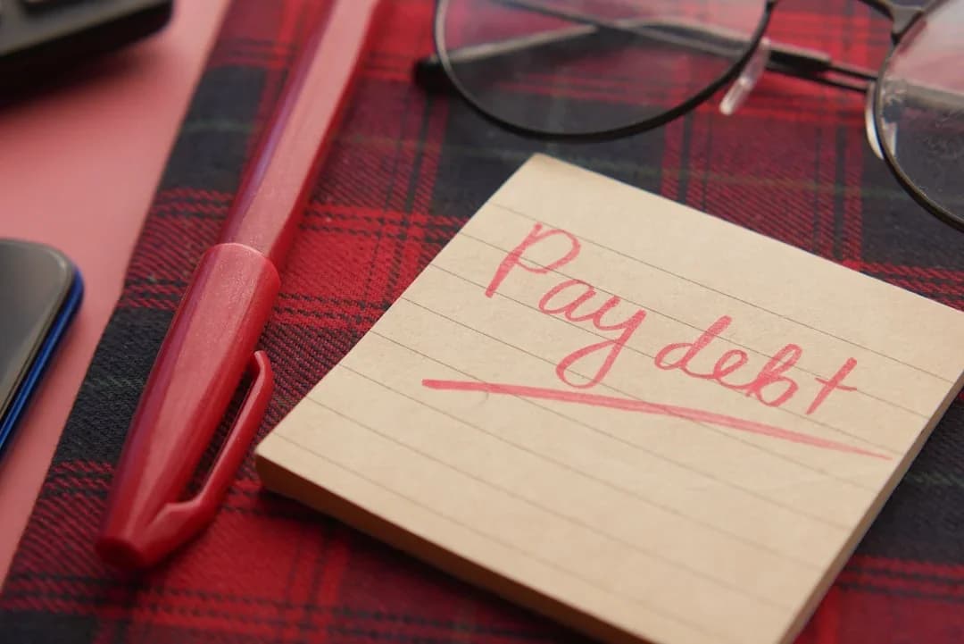 Person reviewing financial documents and calculator for debt reduction planning